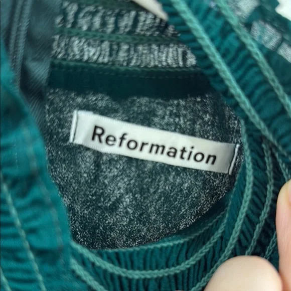 Reformation Archie Long Sleeve Dress in Emerald - Picture 3 of 3